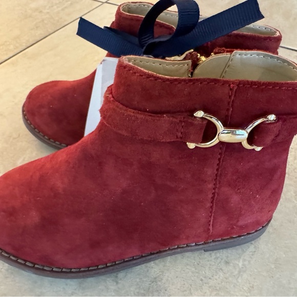 Janie and Jack Deep Ruby Suede Buckle Bootie - Picture 3 of 6